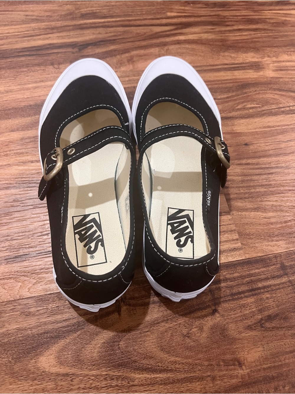 Vans Black Mary Jane Canvas Flats with Brass Buckle - Picture 2 of 8